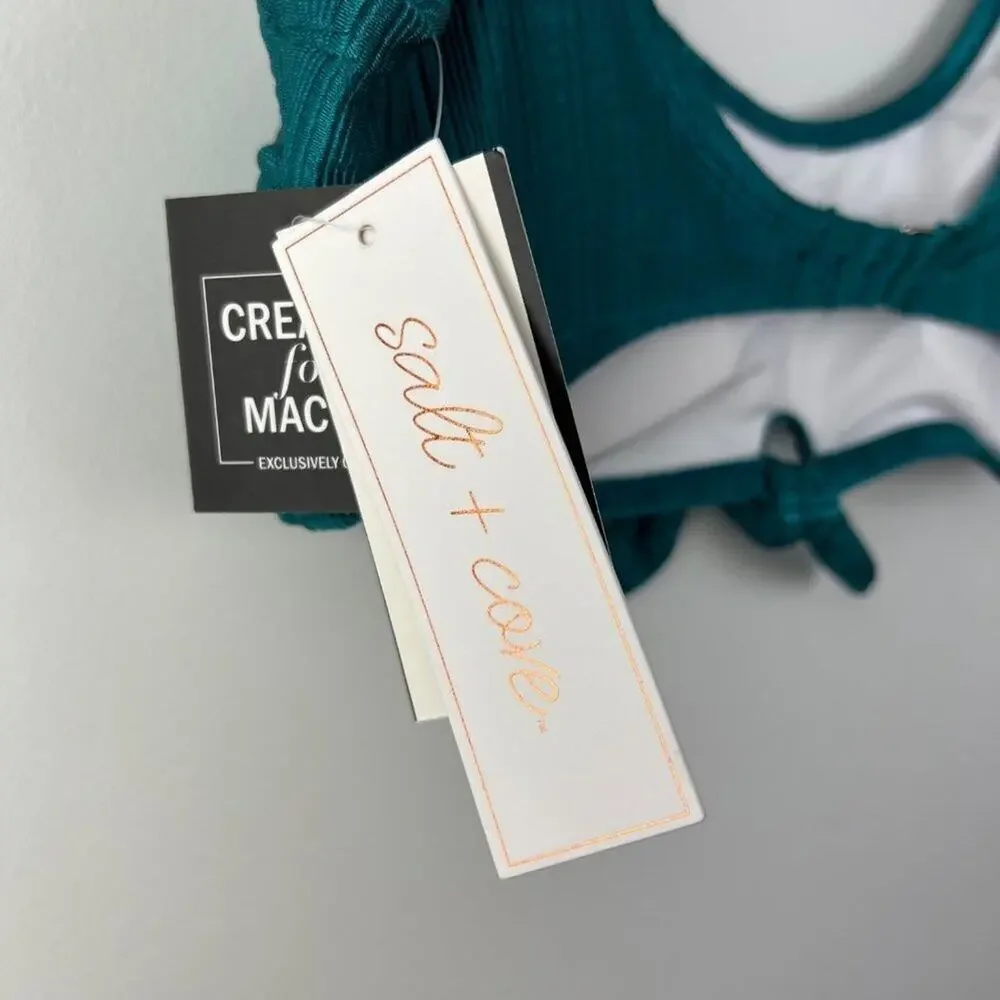 Salt + Cove Iridescent Teal Knot Bralette Bikini Top XL